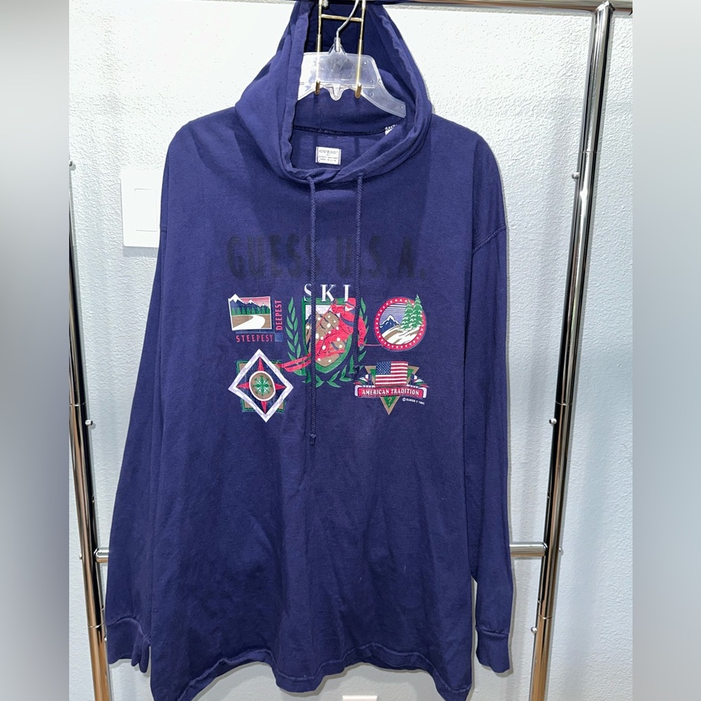 Vintage 1993 Guess hoodie long sleeve shirt‎ - made in the USA - men size XL